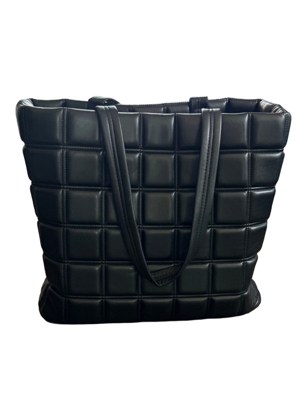 Topshop Riley Quilted Black Tote Bag – Puffer Bottega Style Large Work Bag - Picture 4 of 9